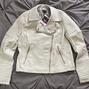 Ivory Topshop moto faux leather jacket 8
